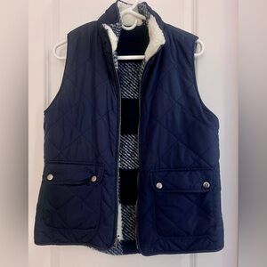 Navy Quilted Vest with Pockets (Reversible)